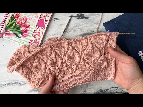 Красивый и простой узор спицами для вязания джемперов, беретов, шапок, кардиганов!