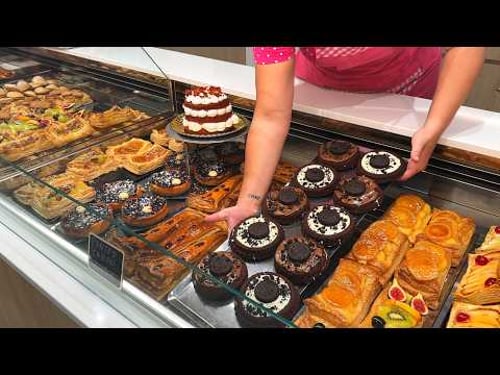 Amazing! Working Mother and Daughter baking cakes in a bakery all day! A day in the life of a bakery