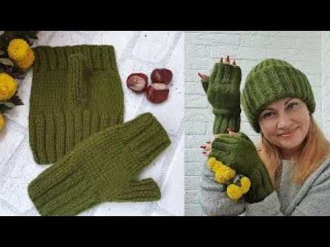 МК митенки на двух спицах Отличный вариант для новичков и для быстрого вязания