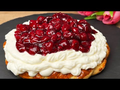 You will make this every day. Delicious dessert made with puff pastry and cherries!