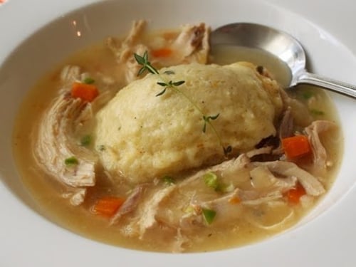 Chicken & Dumplings - Stewed Chicken with Thyme Creme Fraiche Dumplings