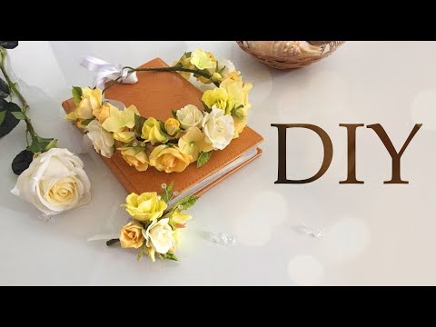 Очень красивый венок для волос из фоамирана своими руками и бутоньерка-брошь | DIY