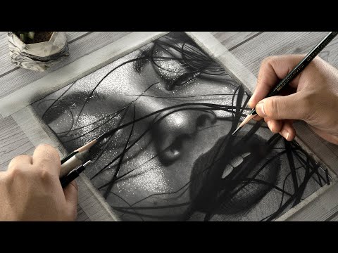 Drawing Hyper Realistic WET Face Portrait!