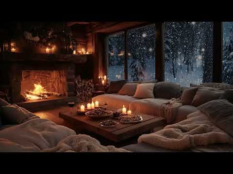 Snowy Winter Night Relaxing Piano and Fireplace Sounds for Focus, Sleep & Holiday Calm