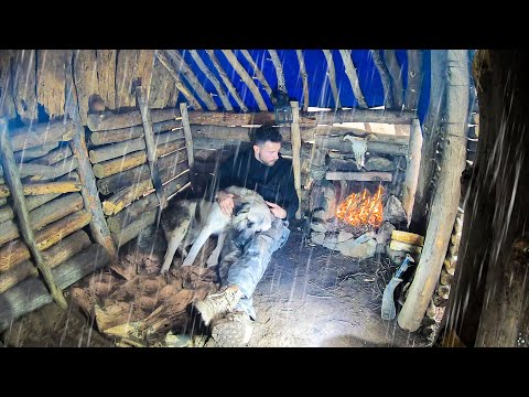 Cosy Rain Camping in Wooden House • Camping in Heavy Rain and Rainstorm