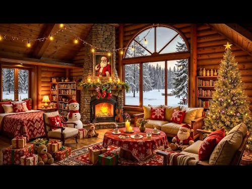 Relaxing Christmas Jazz Background Music 2026 with Warm Crackling Fireplace 🎄🔥 Xmas Cabin Ambience