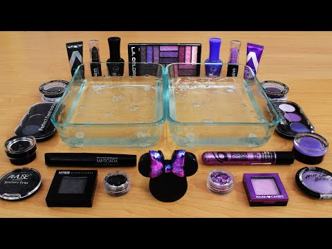 Black vs Purple - Mixing Makeup Eyeshadow Into Slime ASMR