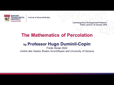 “The Mathematics of Percolation” by Prof Hugo Duminil-Copin (Fields Medallist) | 12 Jan 2024