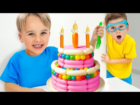 Chris e seus amigos brincam com balões - Uma história divertida para crianças