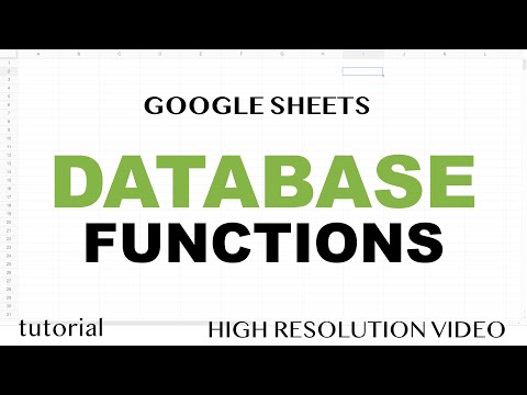 Google Sheets - Database Functions
