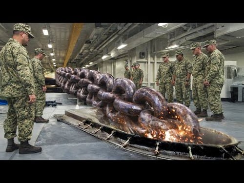 How US Navy Drops MASSIVE Aircraft Carrier Anchor and Life Below Deck