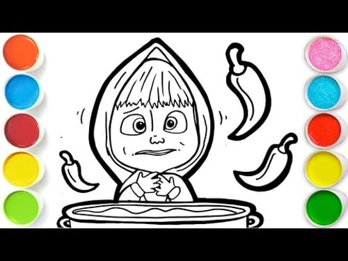 MASHA with spicy food Drawing, Painting & Coloring For Kids and Toddlers_ Child Art