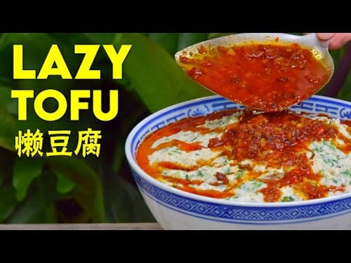 Chili smothered over lazy tofu, downed with rice