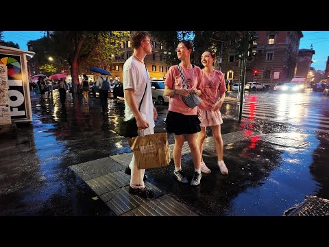 Rome When It Rains | Beautiful Evening Walk Tour 4K #rome #italy #walkingtour #rainyday