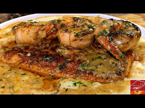 Blackened Salmon Shrimp And Grits Recipe | Best Creamy Grit Recipe