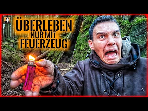 ÜBERLEBEN nur mit FEUERZEUG | Über NACHT in der WILDNIS ohne AUSRÜSTUNG | Survival Mattin