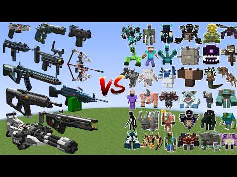 TaCZ Gun VS All the Strongest Bosses: Wither Storm,Herobrine,Warden....