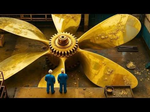 КАК СОЗДАЮТ ГИГАНТСКИЕ СУДОВЫЕ ВИНТЫ: От расплавленного металла до установки на корабль