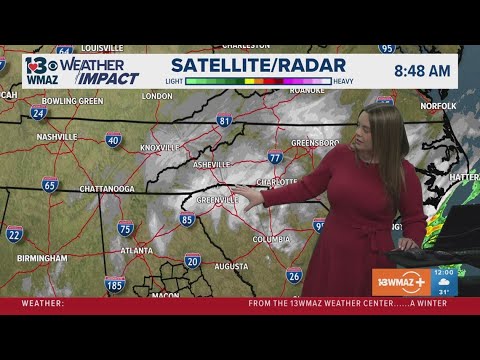 Snow begins to fall in areas of Central Georgia. Meteorologists Ansley Parker and Alex Pry have more