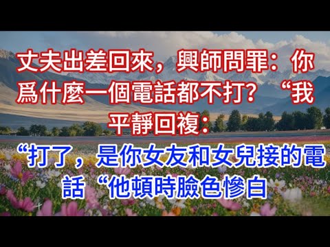 丈夫出差回來,興師問罪:你爲什麼一個電話都不打?“我平靜回複:“打了,是你女友和女兒接的電話“他頓時臉色慘白