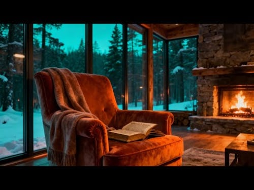 Twilight Cabin Sanctuary 🏔️ Cozy Fireplace & Smooth Jazz 🕯️ Relaxing Winter Ambience