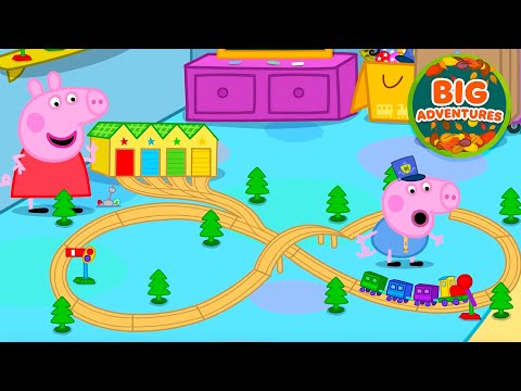 Peppa Pig Visits the TOY Train Station 🚂 Broken Train Adventure | Tales | Cartoon for Kids| 18 Mins