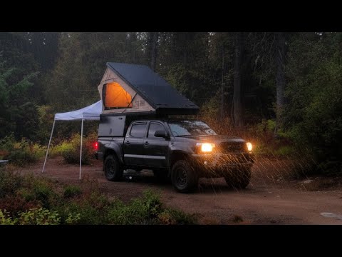 Solo Overnight Truck Camping with Rain and Fog - Wolves in the Distance!