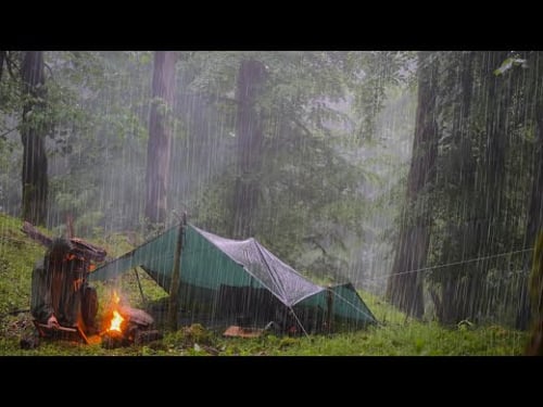 Camping in a thunderstorm - Heavy Rain, thunder