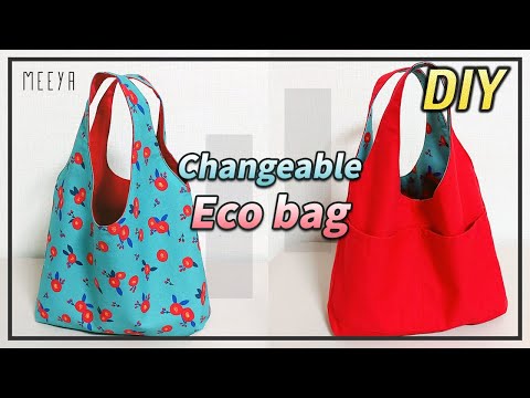 DIY|미니 손가방 만들기|Making Mini Handbag|양면|심지없는| hobo|호보백|핸드백|작은| EcoBag|미니에코백|손목가방|천|Sac à main|ハンドバッグ