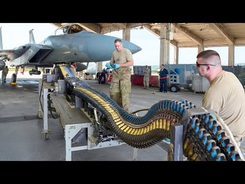 Loading a US F-15 with Monstrously Powerful 20mm Rounds