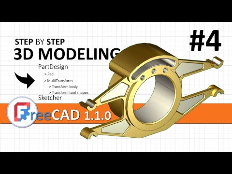 FreeCAD 1.1: 3D modeling exercise 4 | Sketch + PartDesign, MultiTransform, Pad techniques
