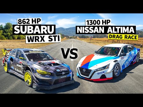 Travis Pastrana’s 862hp Subaru STI drag races Chris Forsberg’s 1,300hp GT-R Powered Altimaniac