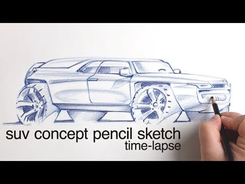 SUV Concept Design Colored Pencil Drawing Time-Lapse
