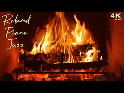 π₯ Relaxed Piano Jazz Music & Crackling Fireplace Ambience