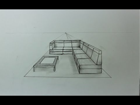 How To Draw Sofa in 1 Point Perspective