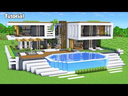 Minecraft: How to Build a Modern House Tutorial (Easy to Follow) #87 - Interior in Description!