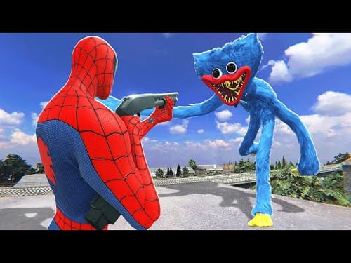 Huggy Wuggy Takes On SPIDERMAN in VR