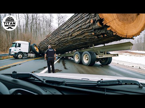 Extreme Dangerous Big Logging Wood Truck Driving Skill | Fastest Chainsaw Cutting Tree Machines #17