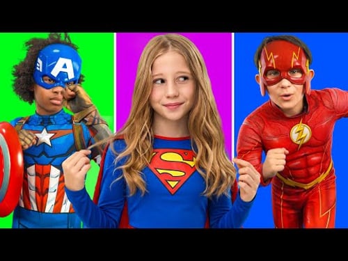 Nastya shows how to become a superhero.