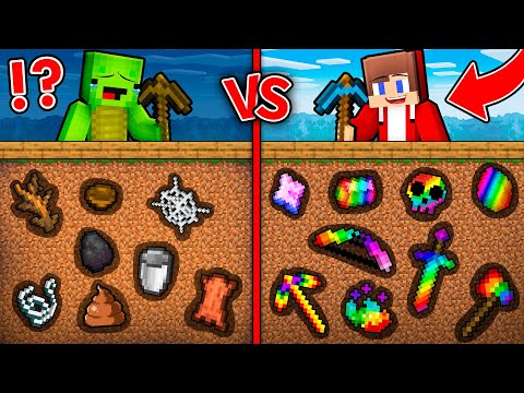 JJ and Mikey Found MYSTERY Items Mine Battle in Minecraft ! (Maizen)