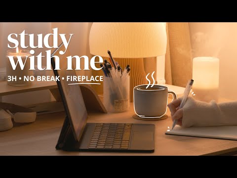 3-HOUR STUDY WITH ME | No Break ๐ฅ Fire Crackling, No Music | ๐ NEW SEMESTER PLANNING
