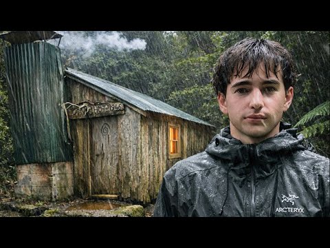 Survival Camping in an Ancient Cabin During a Storm