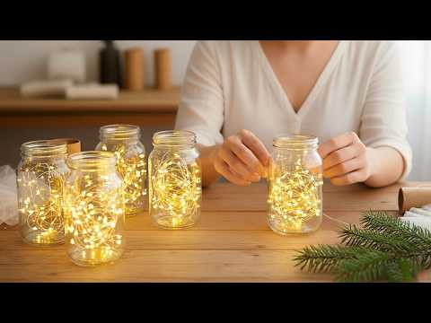 GENIUS DIY IDEA USING A GLASS JAR AND GARLAND!π BEAUTIFUL CHRISTMAS IDEA!