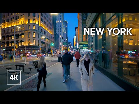 NEW YORK Night Walk - Relaxing Night Walk in Manhattan, NYC