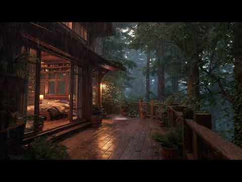 Cozy Wooden House in the Rainy Forest 🌲 | Natural Sleep Ambience