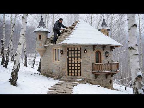 Building a Cozy Stone Cabin Deep in the Woods | Full Project