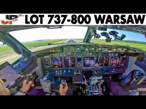 LOT🇵🇱 737-800 Warsaw Takeoff + Cockpit Preparations & Emergency Briefing