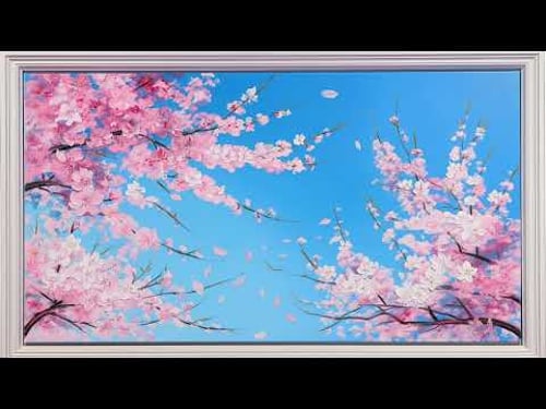 Springtime Serenade: Cherry Blossoms in Full Bloom Oil Painting / silence video