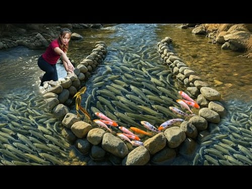 REWIND TIME-LAPSE VIDEO - 30 Days Fish Traps, Harvesting A Lot Of Big Fish Goes To Market Sell