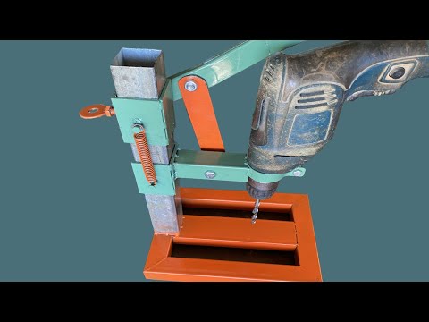 Hướng dẫn Tự chế máy khoan bàn mini từ sắt vụn đơn giản hiệu quả - How to make a real drill press